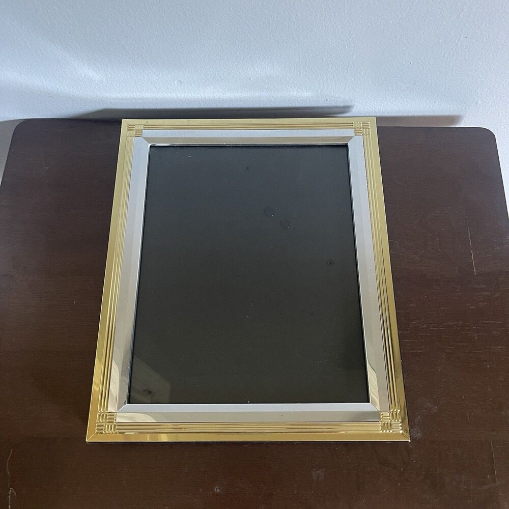 Vintage 97’ Burnes Of Boston Gold Silver Metal Standing Picture Photo Frame 8x10